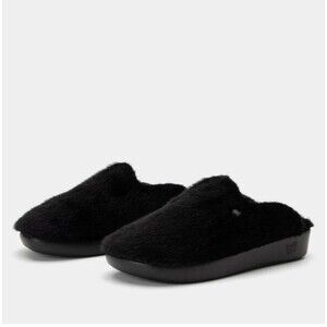 Alegria Leisurelee 2 Cozy Black Slippers Sz 41 EU New 26.5 cm Faux Fur